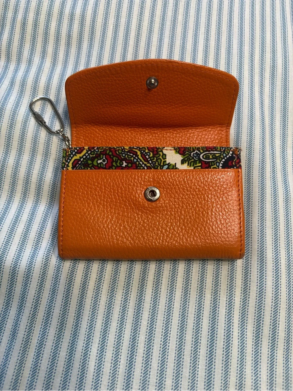 Talbots Orange Pebbled Leather Key Card Wallet